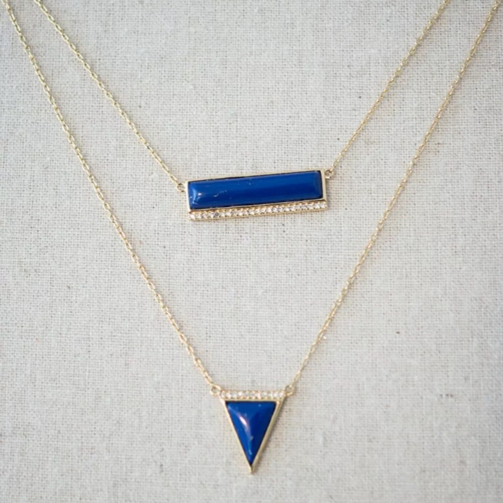 Stella & Dot Cobalt Blue and Gold Necklace